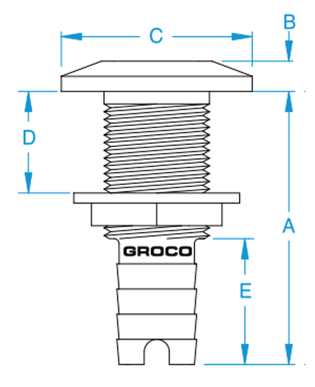 Groco 1/2" Bronze Hose Barb Thru-hull Fitting HTH-500 