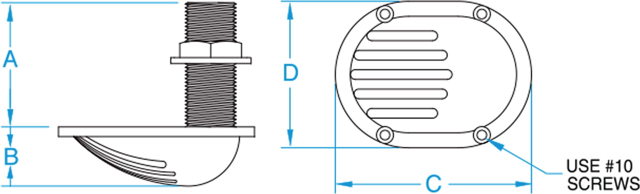 STH750W 3/4" NPS NPT Combo Scoop Thru Hull GROCO