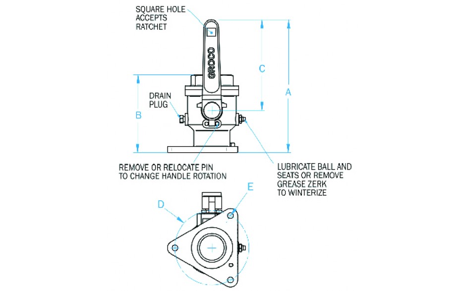 thumbnail image 2 of GROCO 3/4" Bronze Tri-Flanged Ball Valve & Seacock - Marine Grade Bronze Valve For Boats 2 of 10