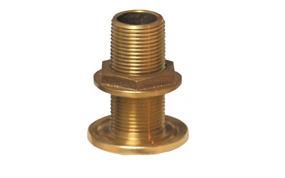 GROCO Bronze Thru-Hull Fitting – 1/2” NPS NPT Combo With Nut, Marine Grade Brass Fitting